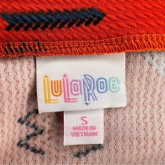 SMALL LULAROE RED ORANGE COLORFUL WESTERN SOUTHWESTERN PRINT STRETCH - Picture 9 of 10